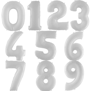 Шар Цифра Белый, 102см, От 0 до 9, 1 шт.