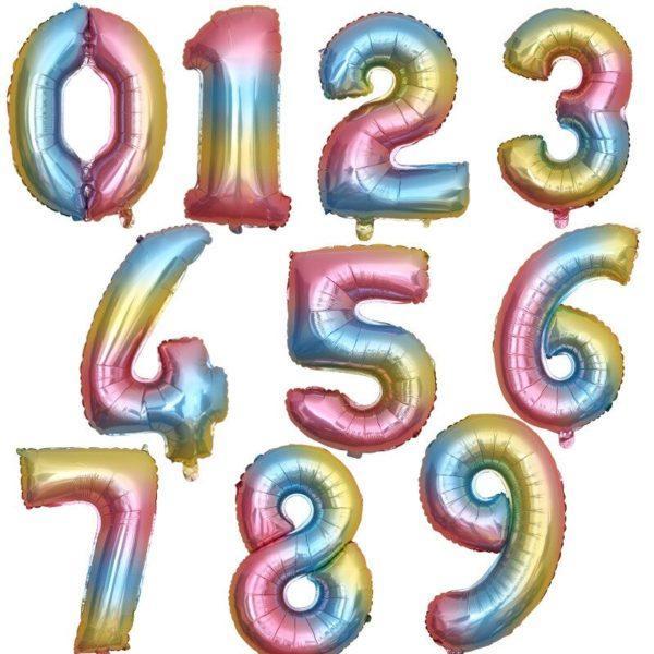 Цифра, от 0 до 9, Радуга градиент, 102см, 1шт.