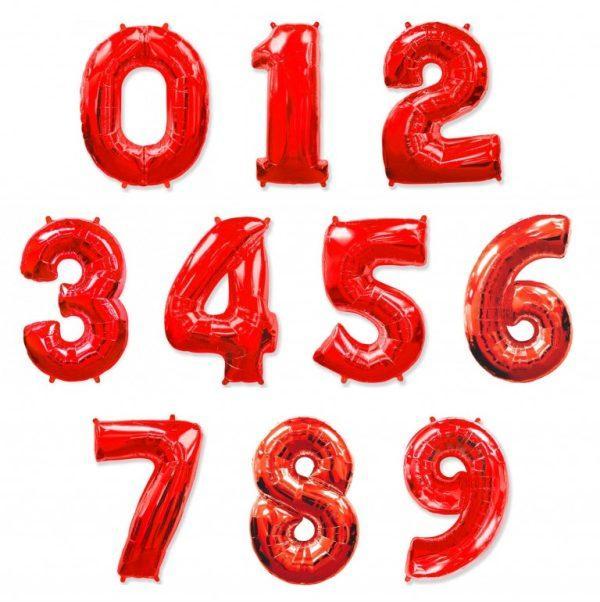Шар Цифра, Красный, 102 см, От 0 до 9, 1 шт.