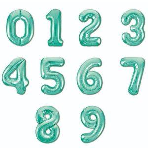Шар Цифра Мятный 102см, От 0 до 9, 1 шт.
